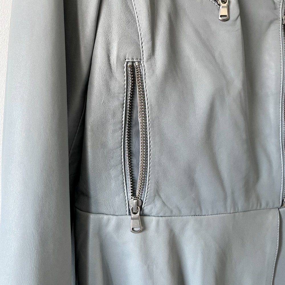 Danier Light Gray Leather Peplum Jacket - Picture 3 of 13